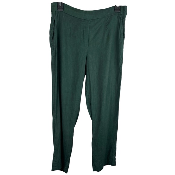 Babaton | Dark Green Linen Blend Ankle Pants - Picture 1 of 8